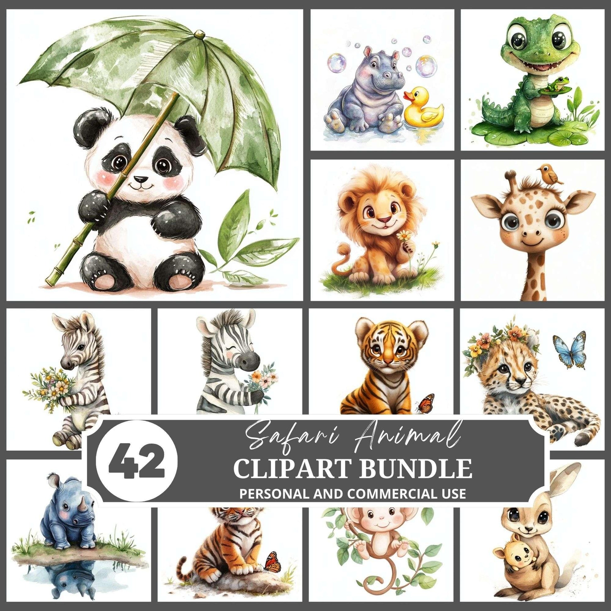 Safari Animals Clipart - Main Image