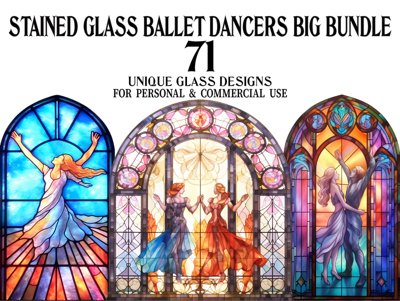 Stained Glass Ballet Dancers Clipart - CraftNest