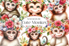 Cute Monkey Clipart Bundle - CraftNest - Digital Crafting and Art