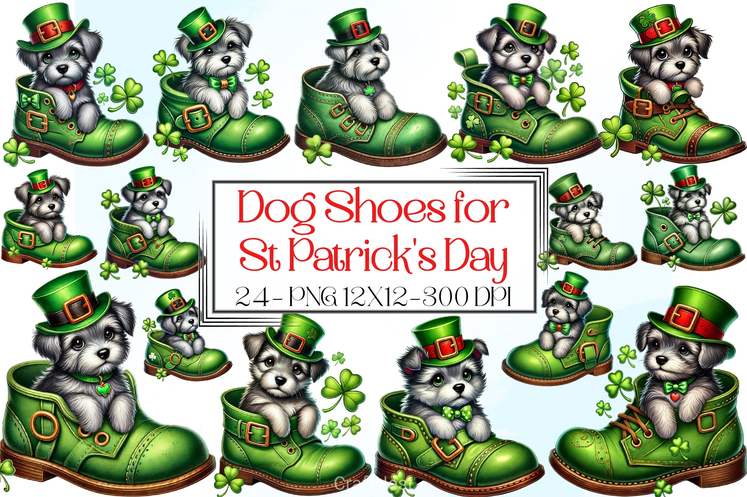 St. Patrick's Day Dog Shoes Clipart Bundle - CraftNest - Digital Crafting and Art