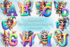 Mardi Gras Fairy Alphabet Clipart Bundle - CraftNest - Digital Crafting and Art