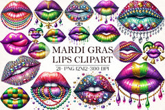 Mardi Gras Lips Clipart Bundle 5 - CraftNest - Digital Crafting and Art