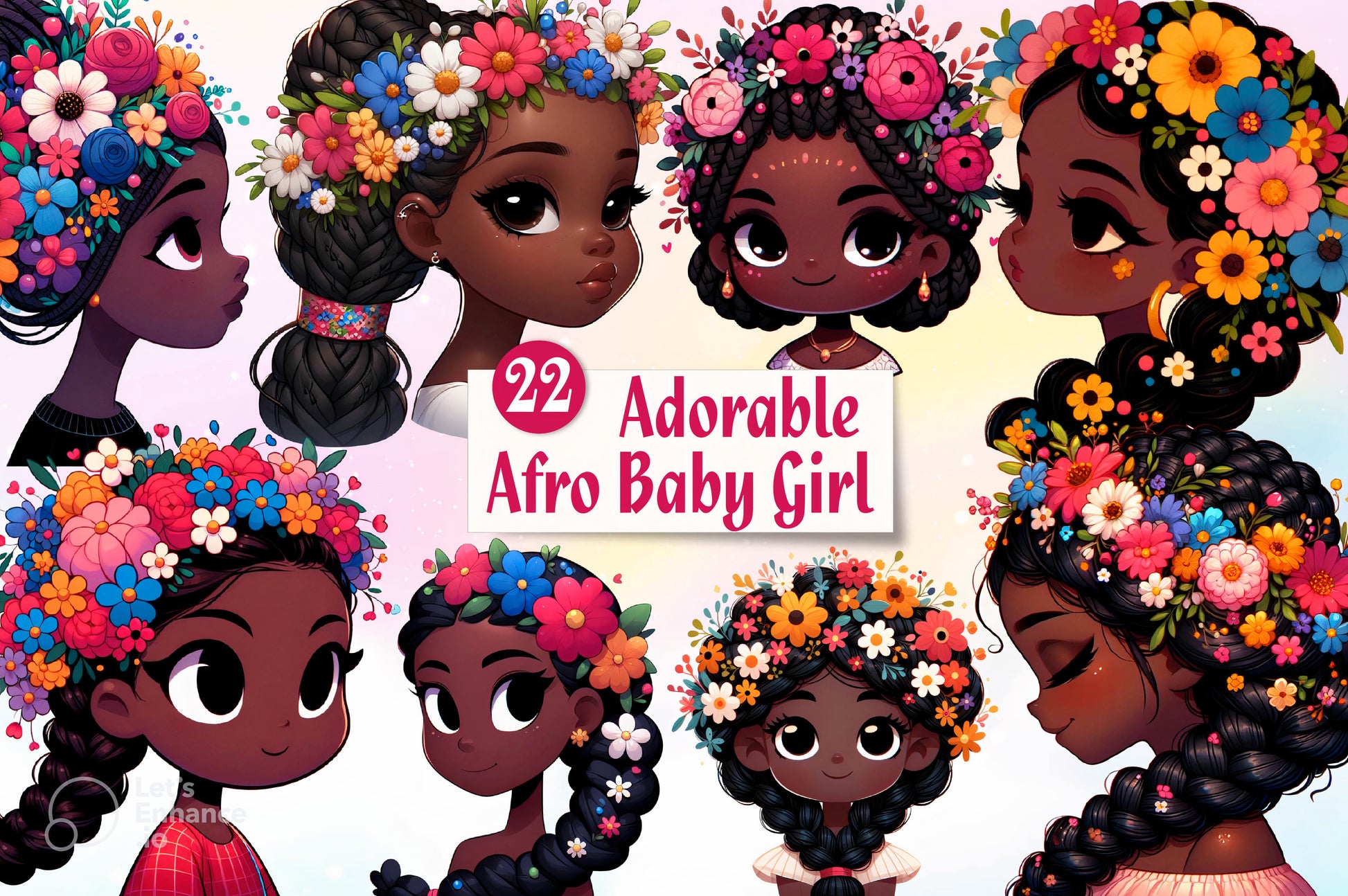 Adorable Afro Baby Girl Clipart Bundle - CraftNest - Digital Crafting and Art