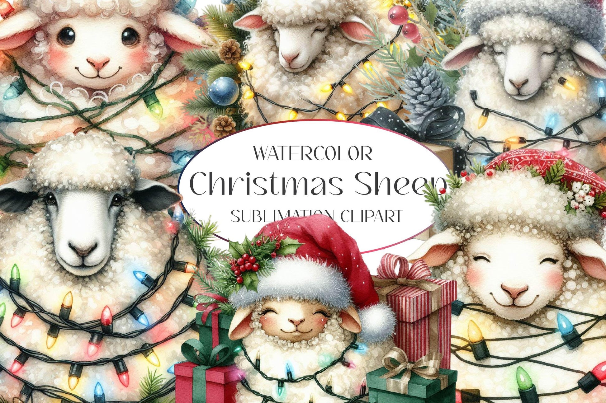 Christmas Sheep Clipart Bundle - CraftNest - Digital Crafting and Art