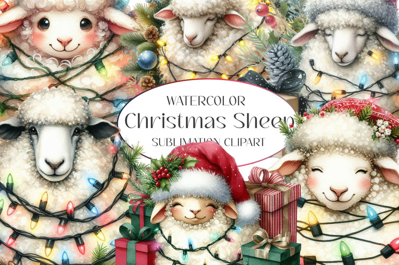 Christmas Sheep Clipart Bundle - CraftNest - Digital Crafting and Art