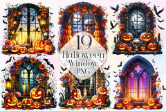 Window Halloween Clipart Bundle - CraftNest - Digital Crafting and Art