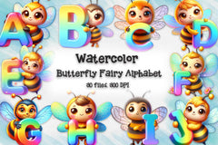 Butterfly Fairy Alphabet Clipart Bundle - CraftNest - Digital Crafting and Art