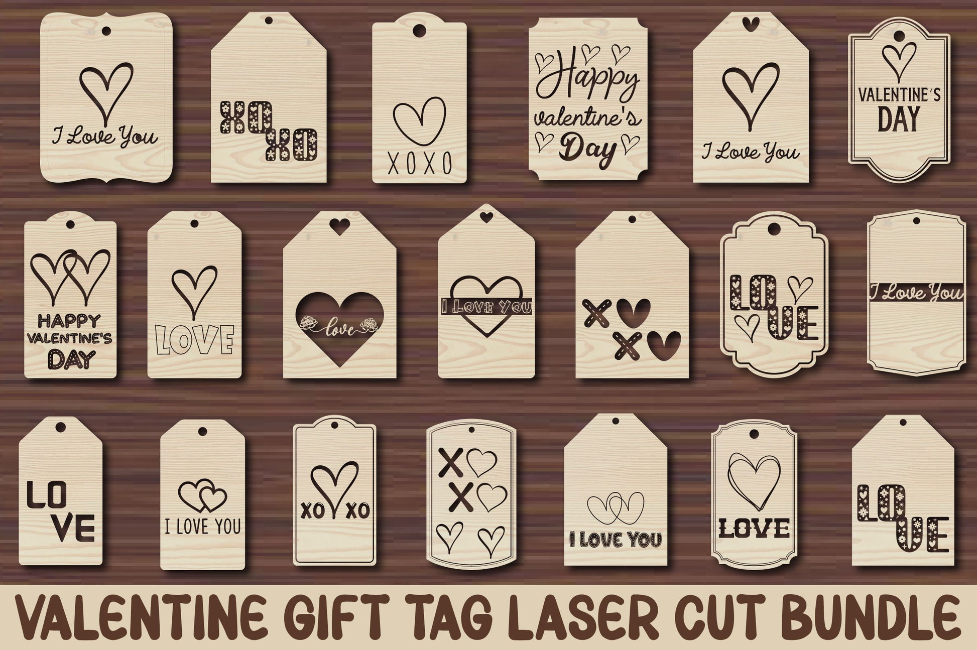 Valentine Gift Tag Laser Cut Bundle - CraftNest - Digital Crafting and Art