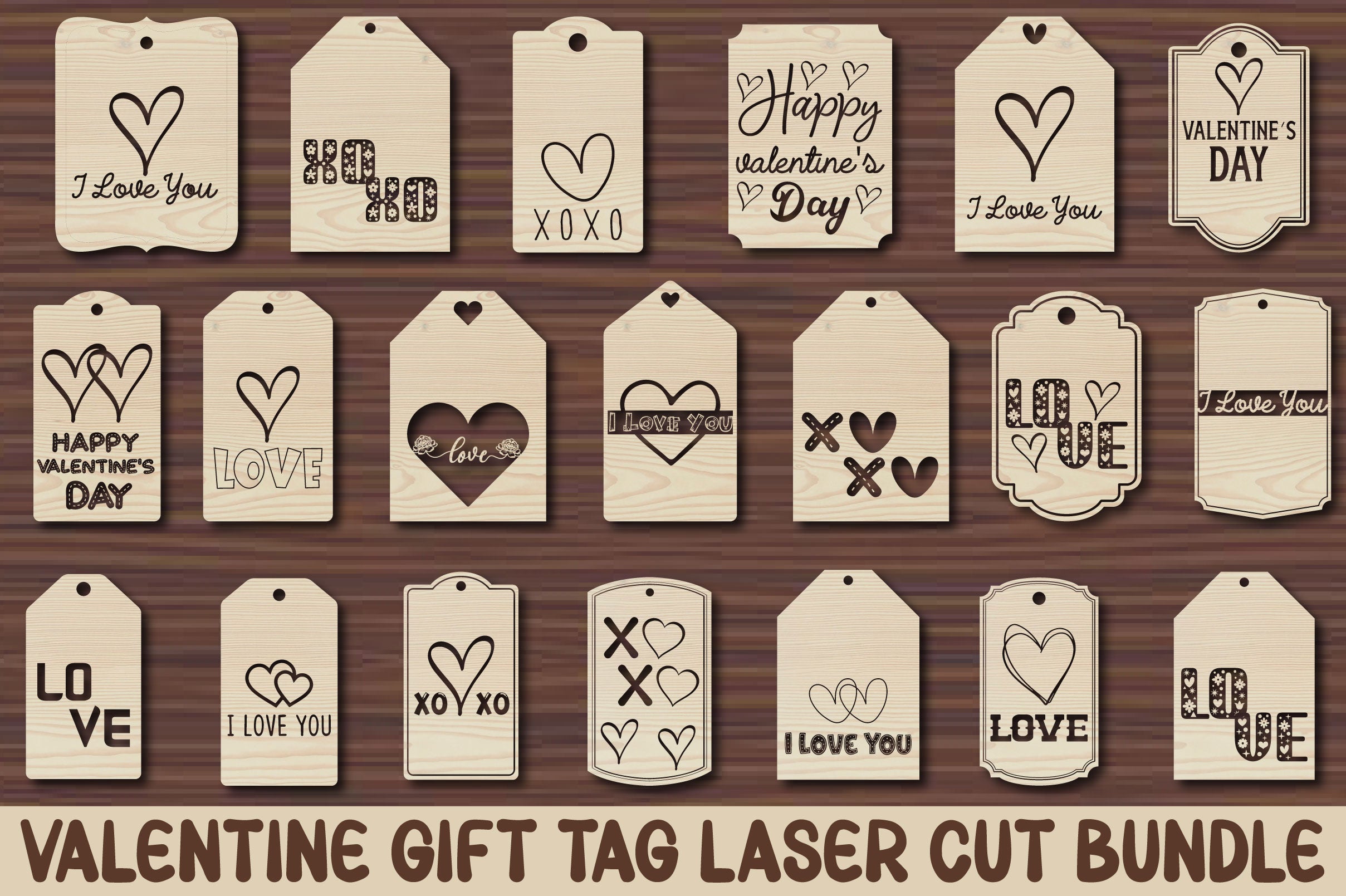 Valentine Gift Tag Laser Cut Bundle - CraftNest - Digital Crafting and Art