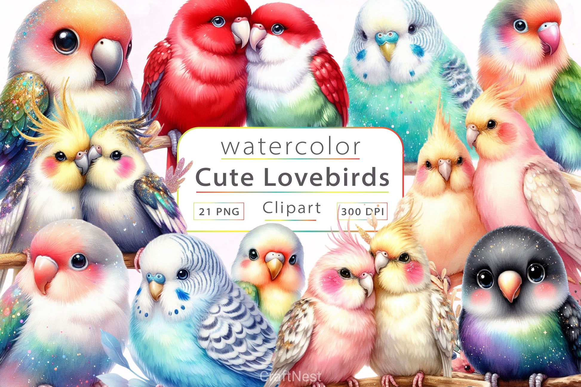Lovebirds Set Clipart Bundle - CraftNest - Digital Crafting and Art