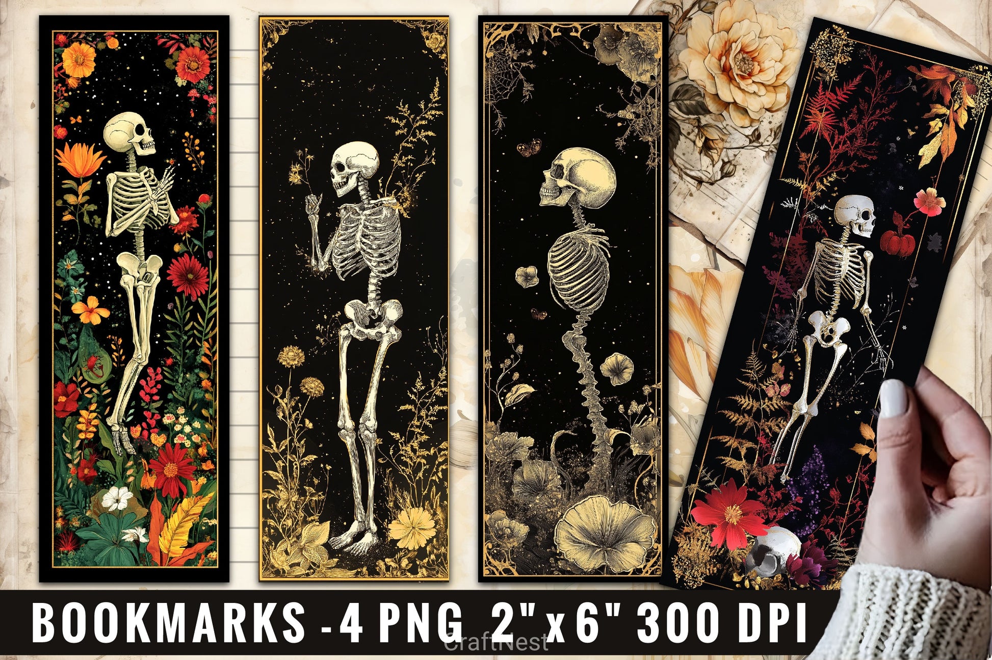 Skeletons With Flowers Clipart Bundle - CraftNest - Digital Crafting and Art