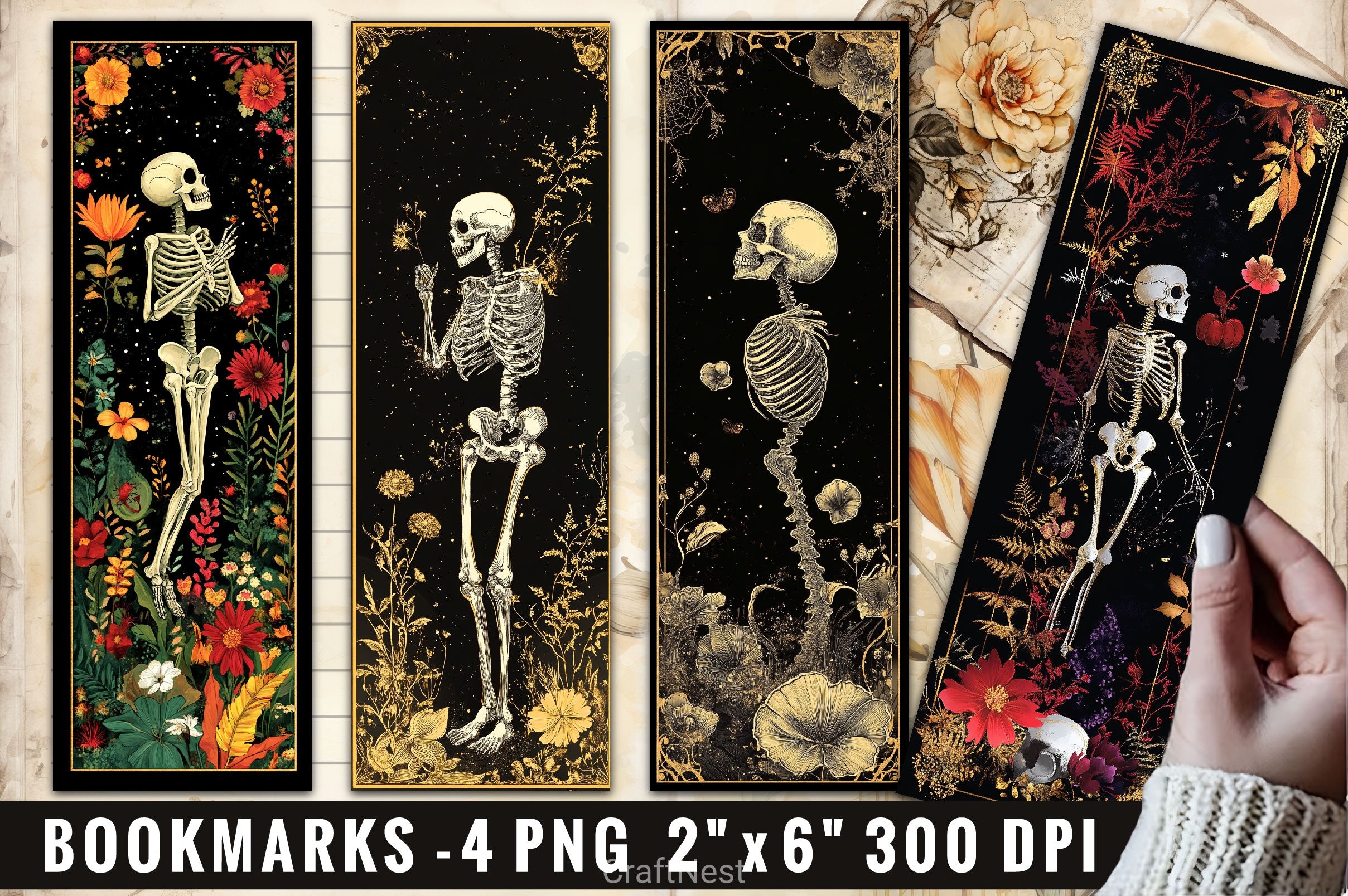Skeletons With Flowers Clipart Bundle - CraftNest - Digital Crafting and Art