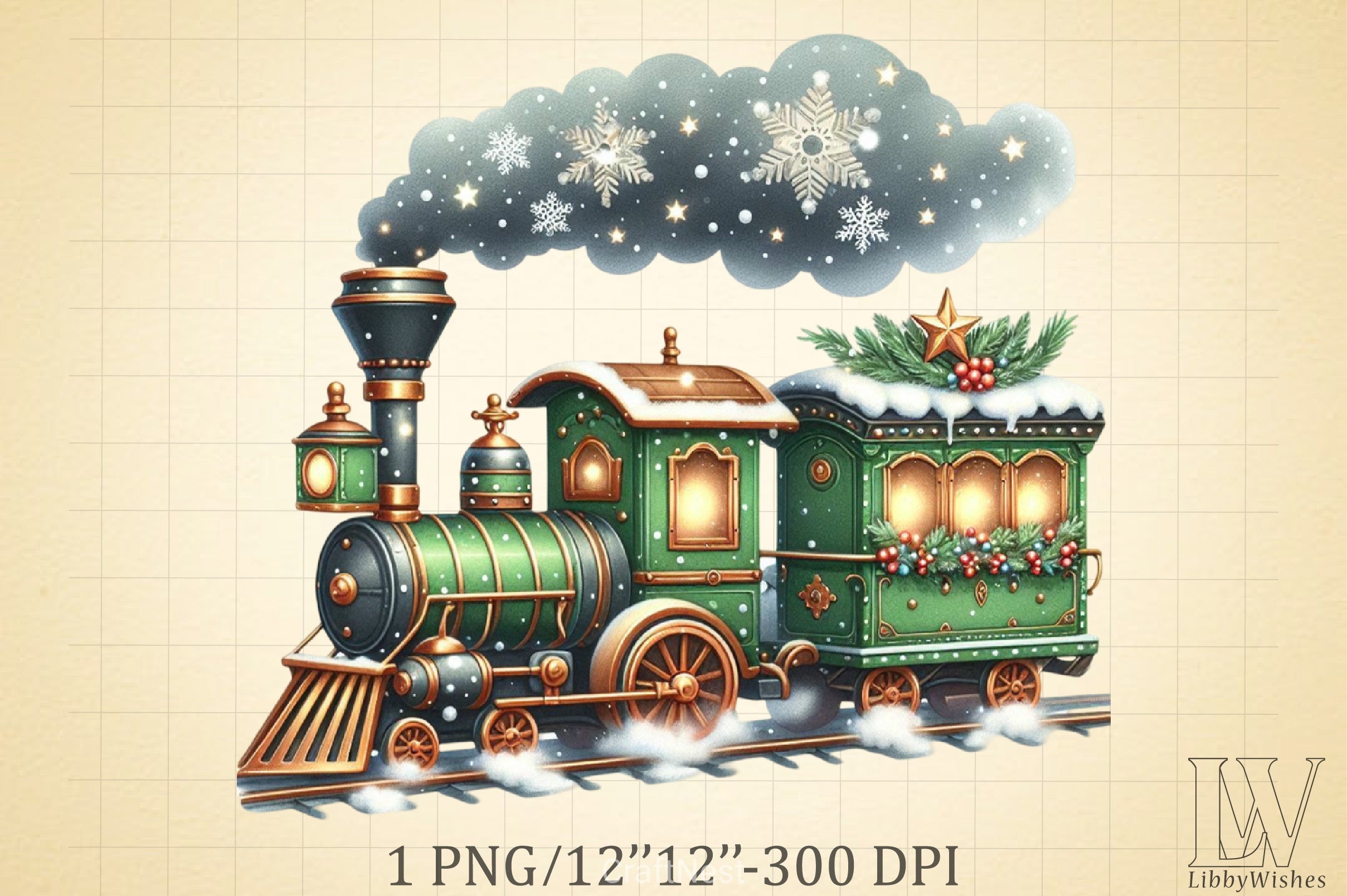 Christmas Train Clipart Bundle 1 - CraftNest - Digital Crafting and Art
