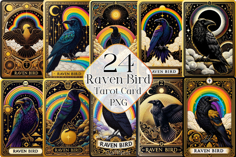 Raven Bird Tarot Card Clipart Bundle 17 - CraftNest - Digital Crafting and Art