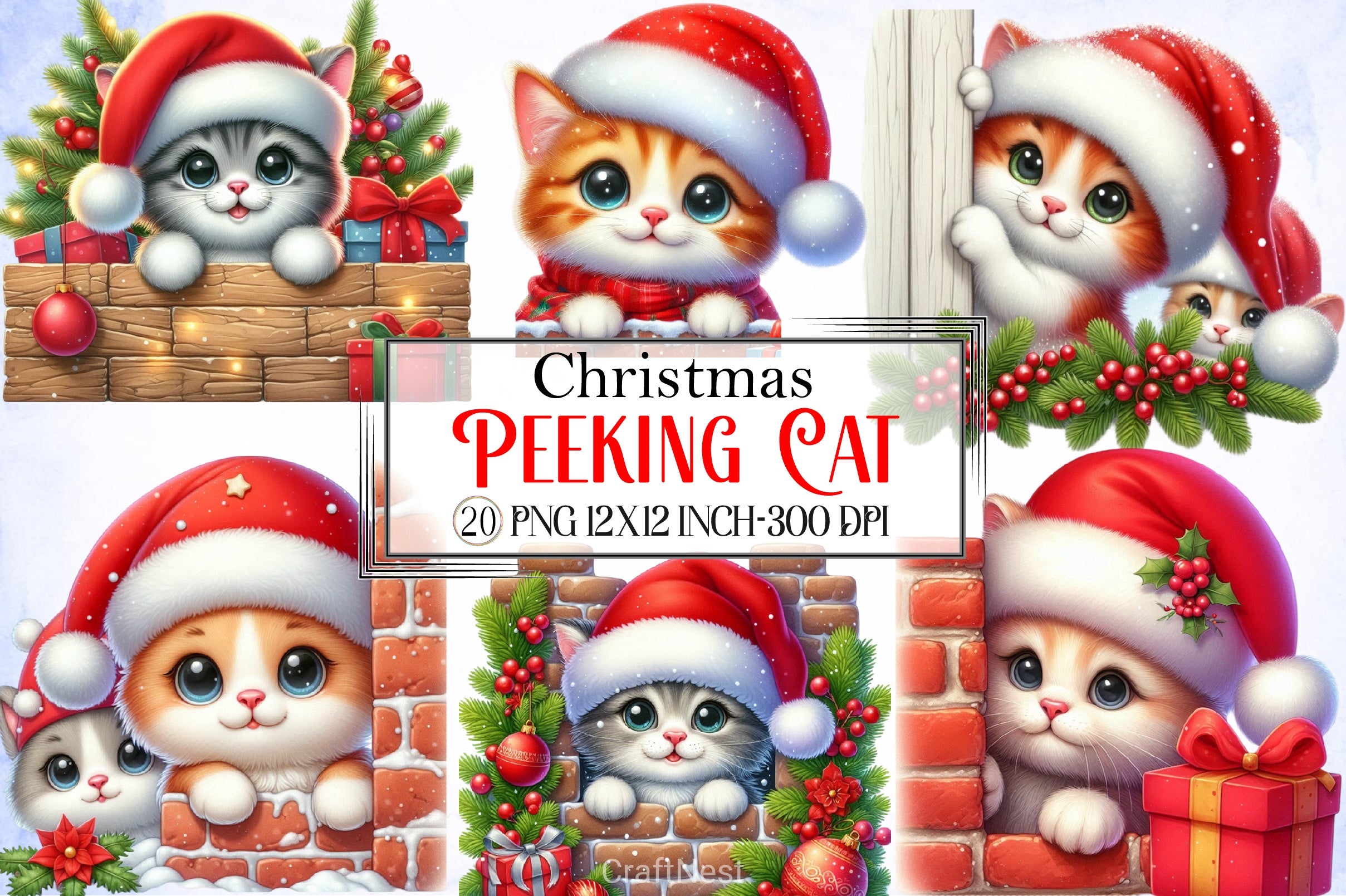 Christmas Cat Clipart Bundle 5 - CraftNest - Digital Crafting and Art