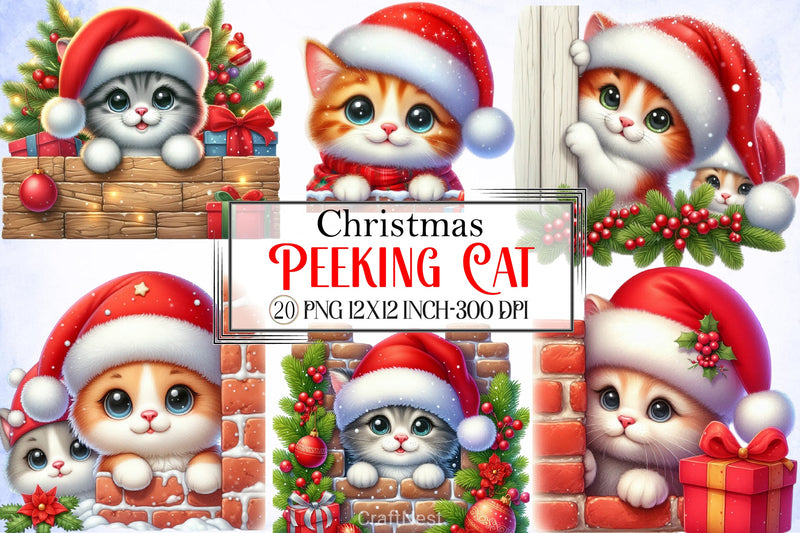 Christmas Cat Clipart Bundle 5 - CraftNest - Digital Crafting and Art