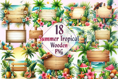 Summer Empty Wooden Signs Clipart Bundle - CraftNest - Digital Crafting and Art