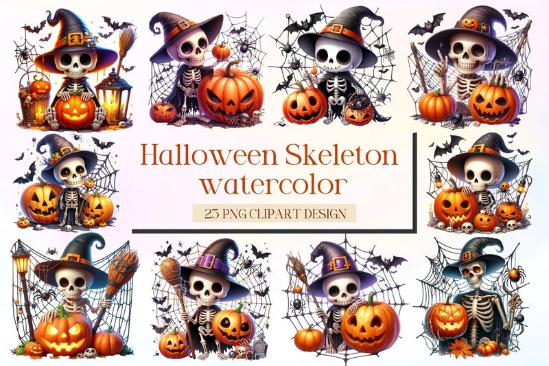 Halloween Skeleton Clipart Bundle 12 - CraftNest - Digital Crafting and Art