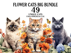 Flower Cats Clipart - CraftNest