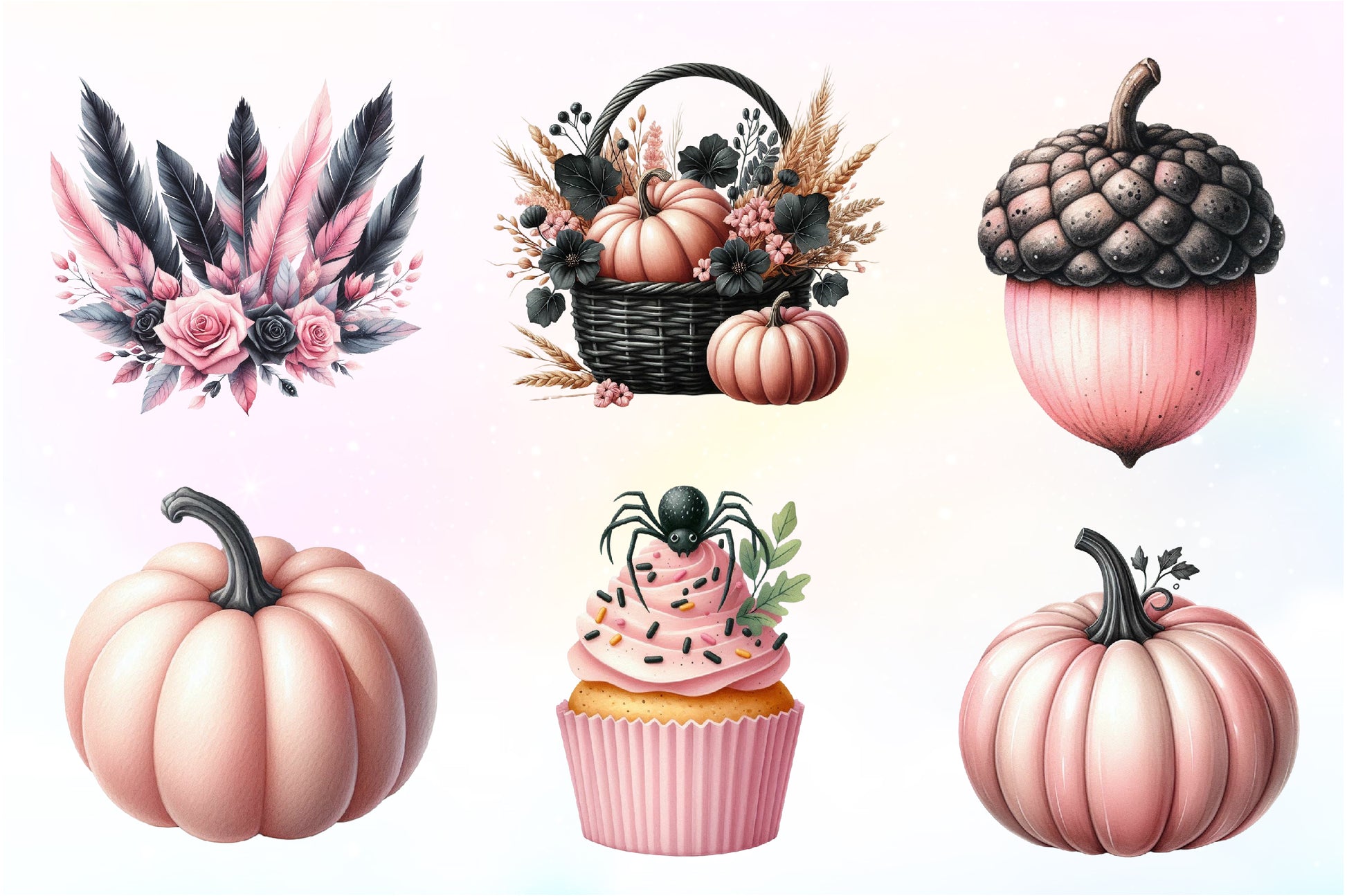 Pink And Black Autumn Clipart Bundle - CraftNest - Digital Crafting and Art