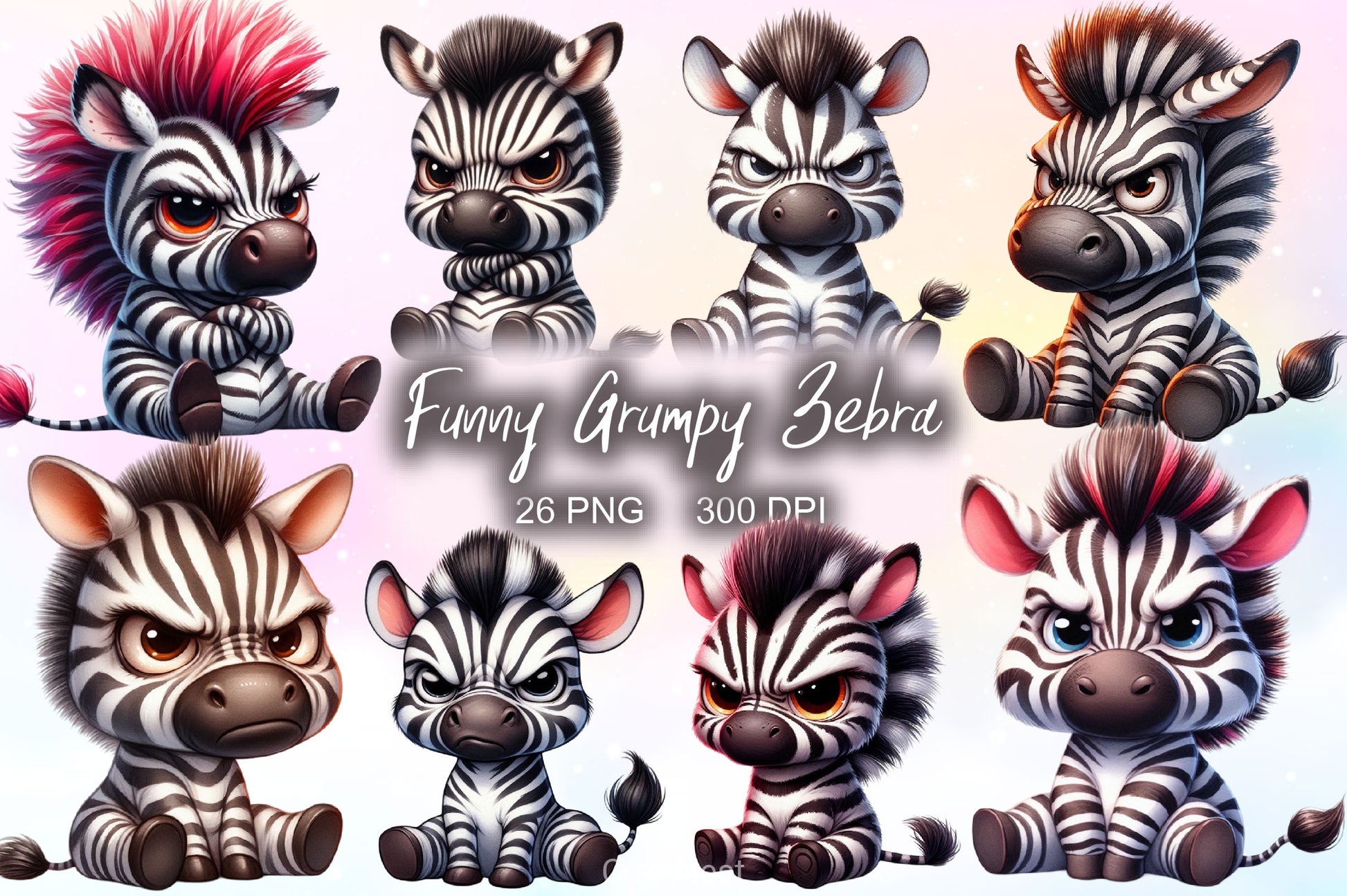 Funny Grumpy Zebra Clipart Bundle - CraftNest - Digital Crafting and Art