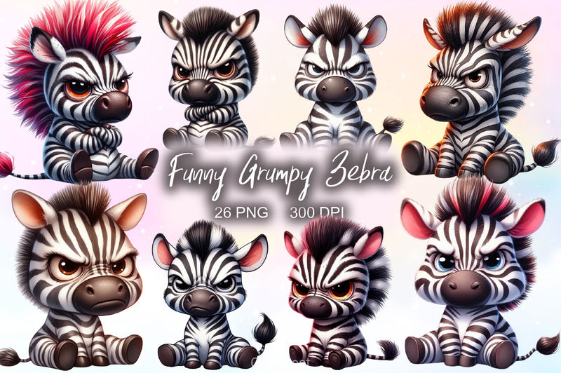 Funny Grumpy Zebra Clipart Bundle - CraftNest - Digital Crafting and Art