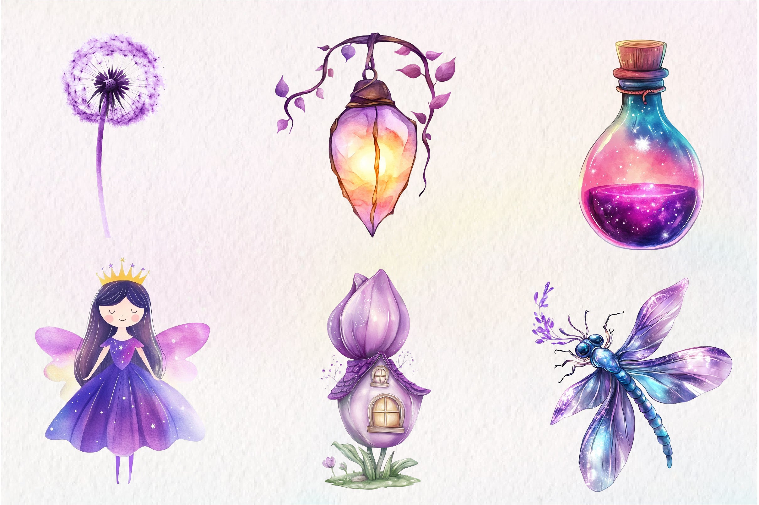 Magical Garden Purple Fairies Clipart Bundle 1 - CraftNest - Digital Crafting and Art