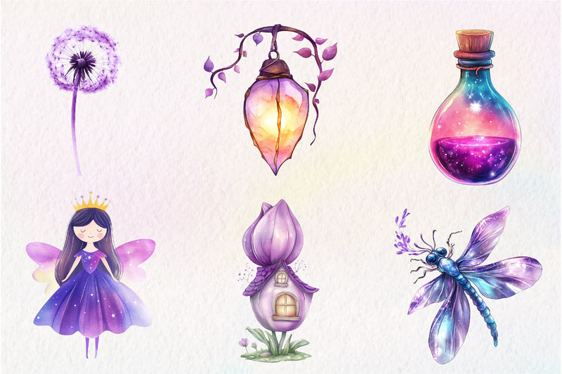 Magical Garden Purple Fairies Clipart Bundle 1 - CraftNest - Digital Crafting and Art