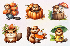 Autumn Cute Beaver Clipart Bundle - CraftNest - Digital Crafting and Art