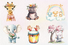 Cute Boho Baby Safari Animals Clipart Bundle - CraftNest - Digital Crafting and Art