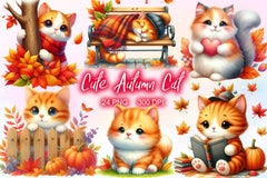 Cute Autumn Cat Clipart Bundle 2 - CraftNest - Digital Crafting and Art