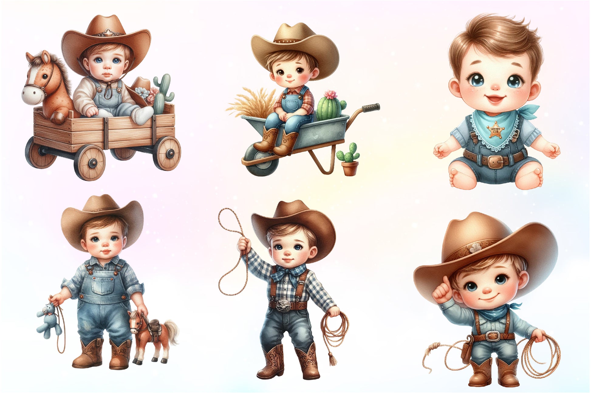 Baby Boy Cowboy Clipart Bundle - CraftNest - Digital Crafting and Art