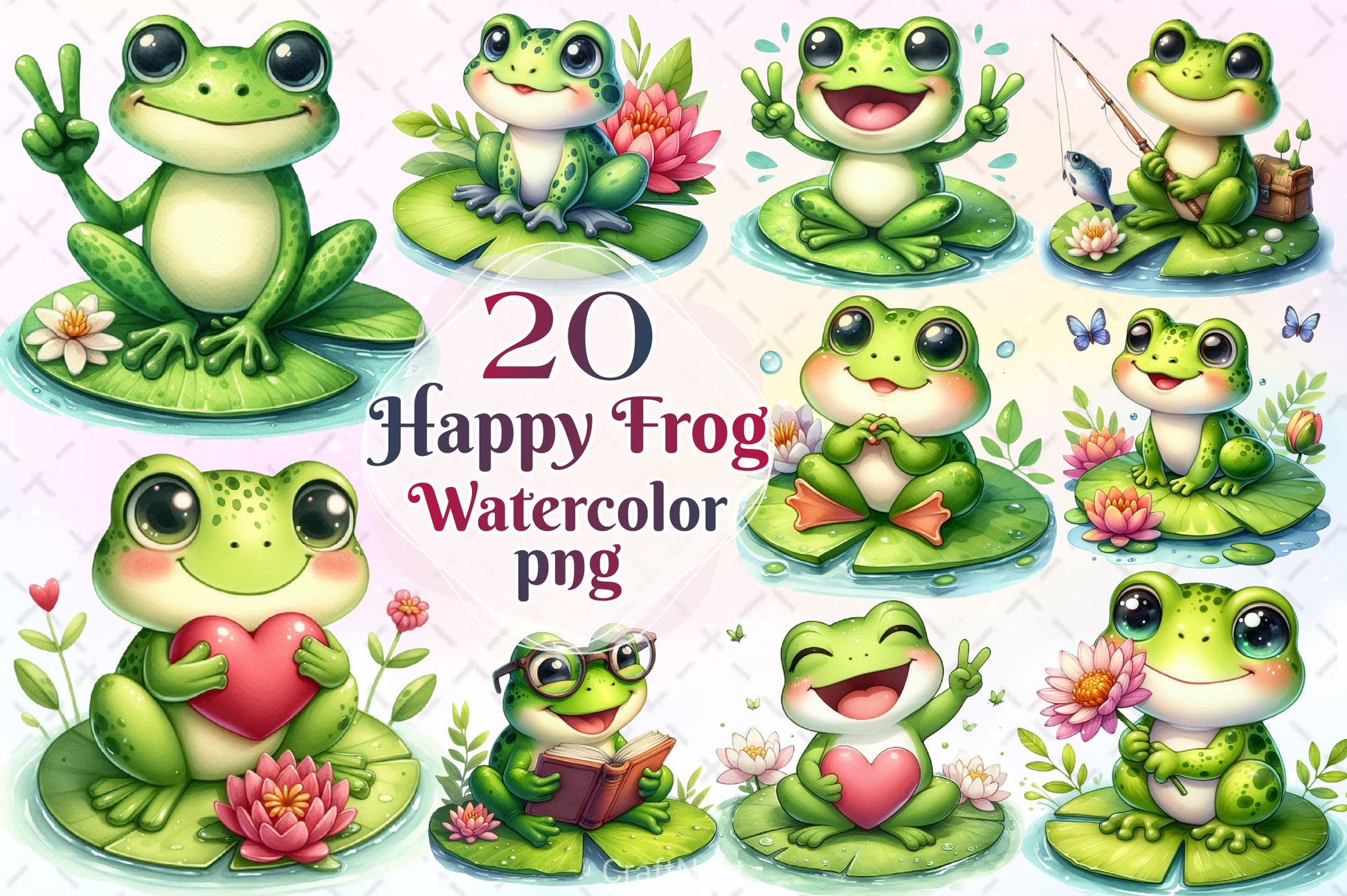 Happy Frog Clipart Bundle 2 - CraftNest - Digital Crafting and Art