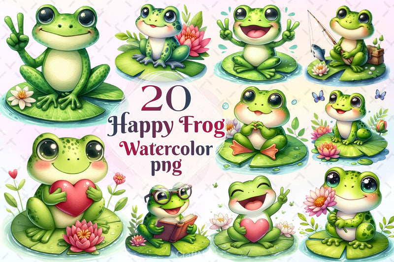 Happy Frog Clipart Bundle 2 - CraftNest - Digital Crafting and Art