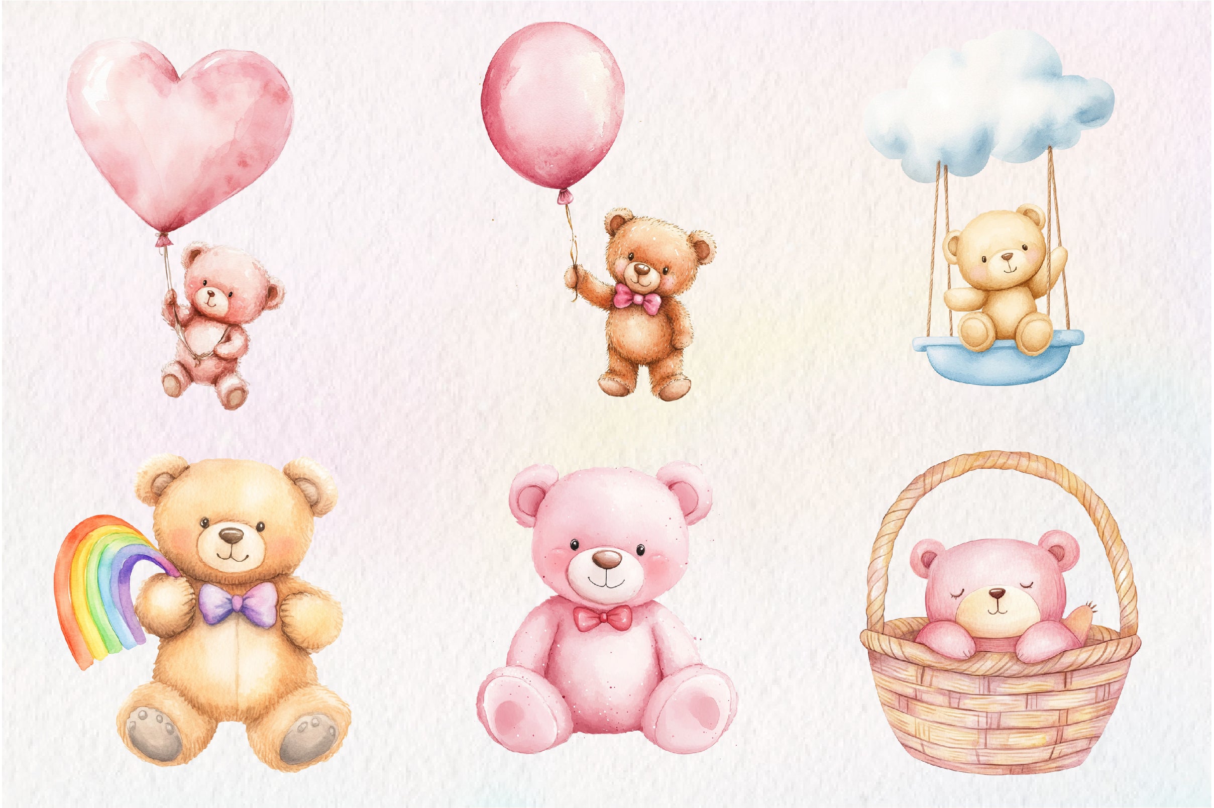 Pink Cute Blush Teddy Bear Clipart Bundle - CraftNest - Digital Crafting and Art