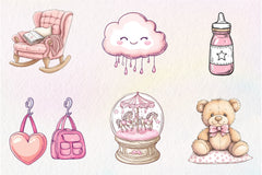 Pink Baby Girl Nursery Clipart Bundle 2 - CraftNest - Digital Crafting and Art