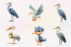 White Stork Heron Clipart Bundle - CraftNest - Digital Crafting and Art
