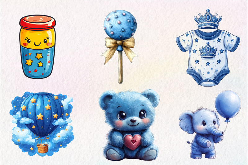 Blue Baby Boy Nursery Clipart Bundle 1 - CraftNest - Digital Crafting and Art
