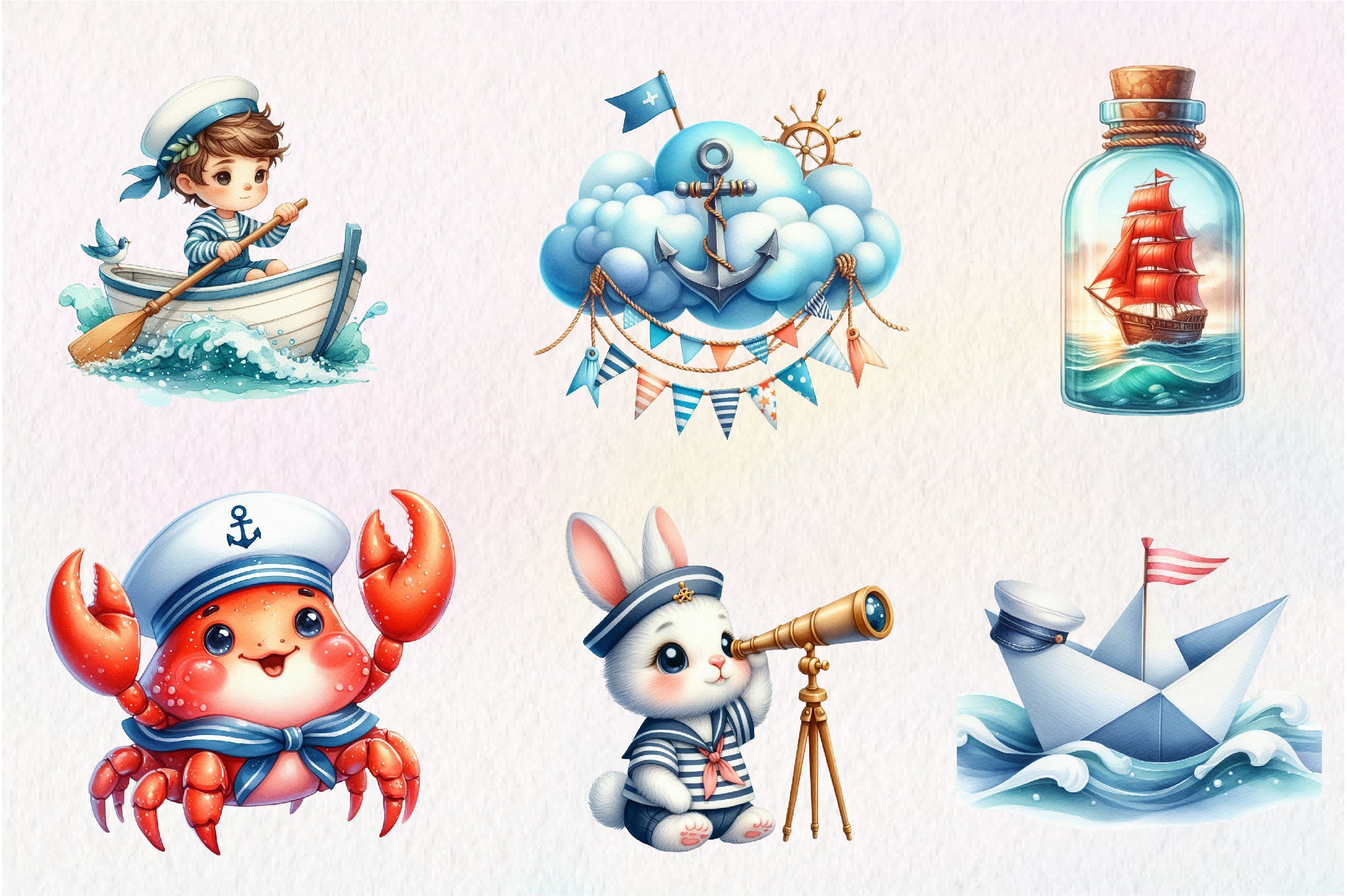 Cute Little Sailor Clipart Bundle - CraftNest - Digital Crafting and Art
