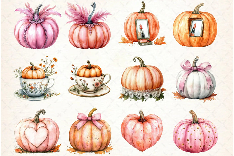 Coquette Pumpkin Clipart Bundle - CraftNest - Digital Crafting and Art