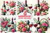 Roses and Wine Clipart Bundle