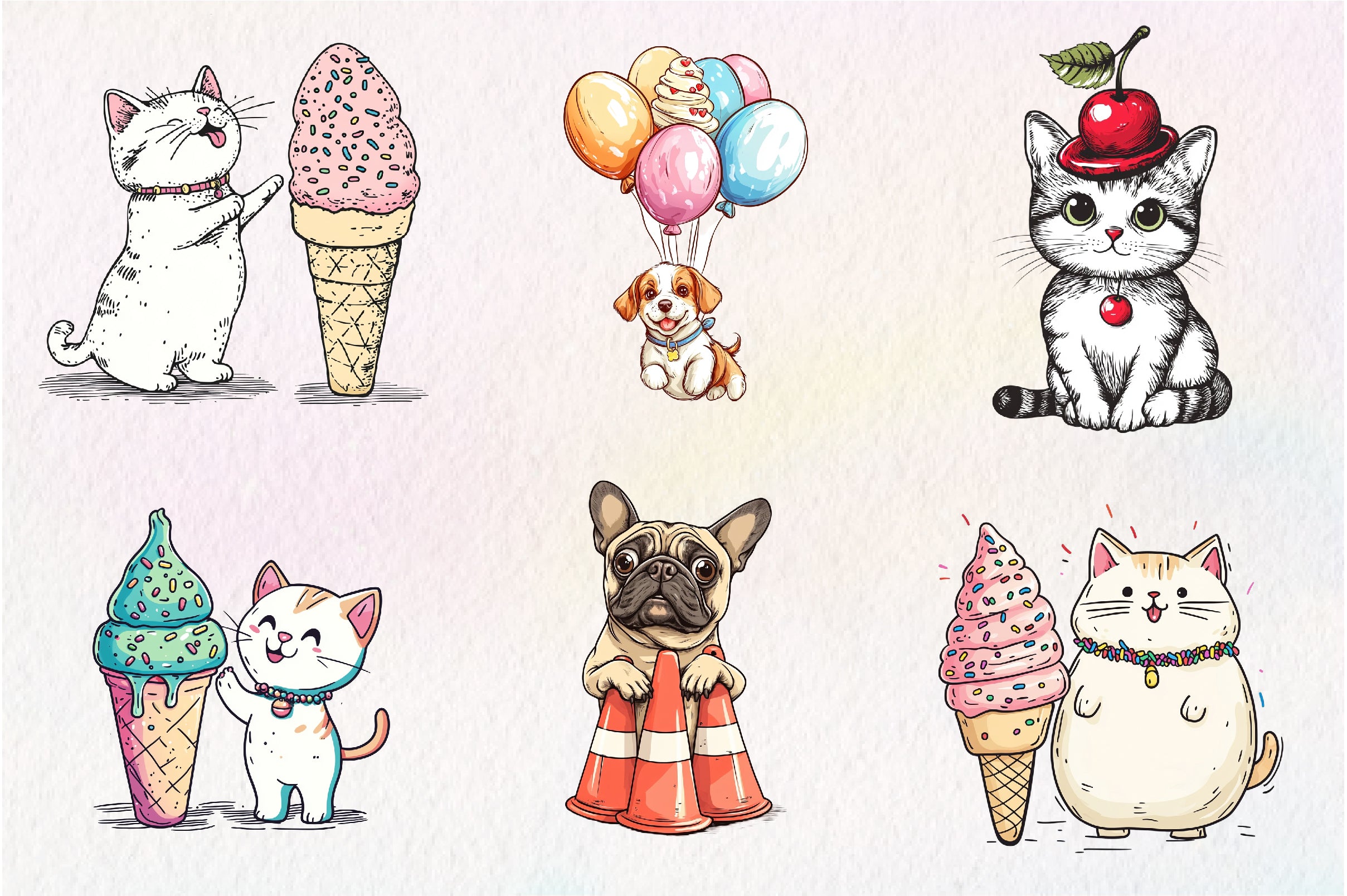 Funny Dog And Cat Love Ice Cream Clipart Bundle - CraftNest - Digital Crafting and Art