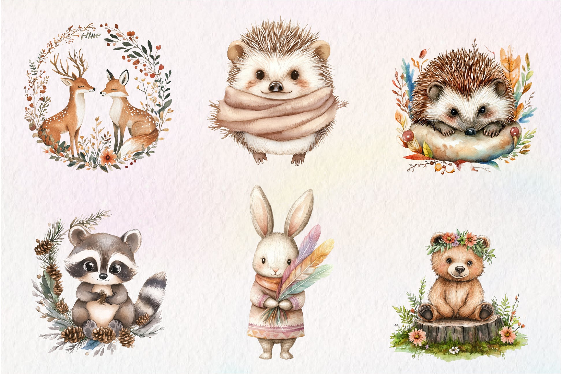 Sweet Boho Woodland Creatures Animals Clipart Bundle - CraftNest - Digital Crafting and Art