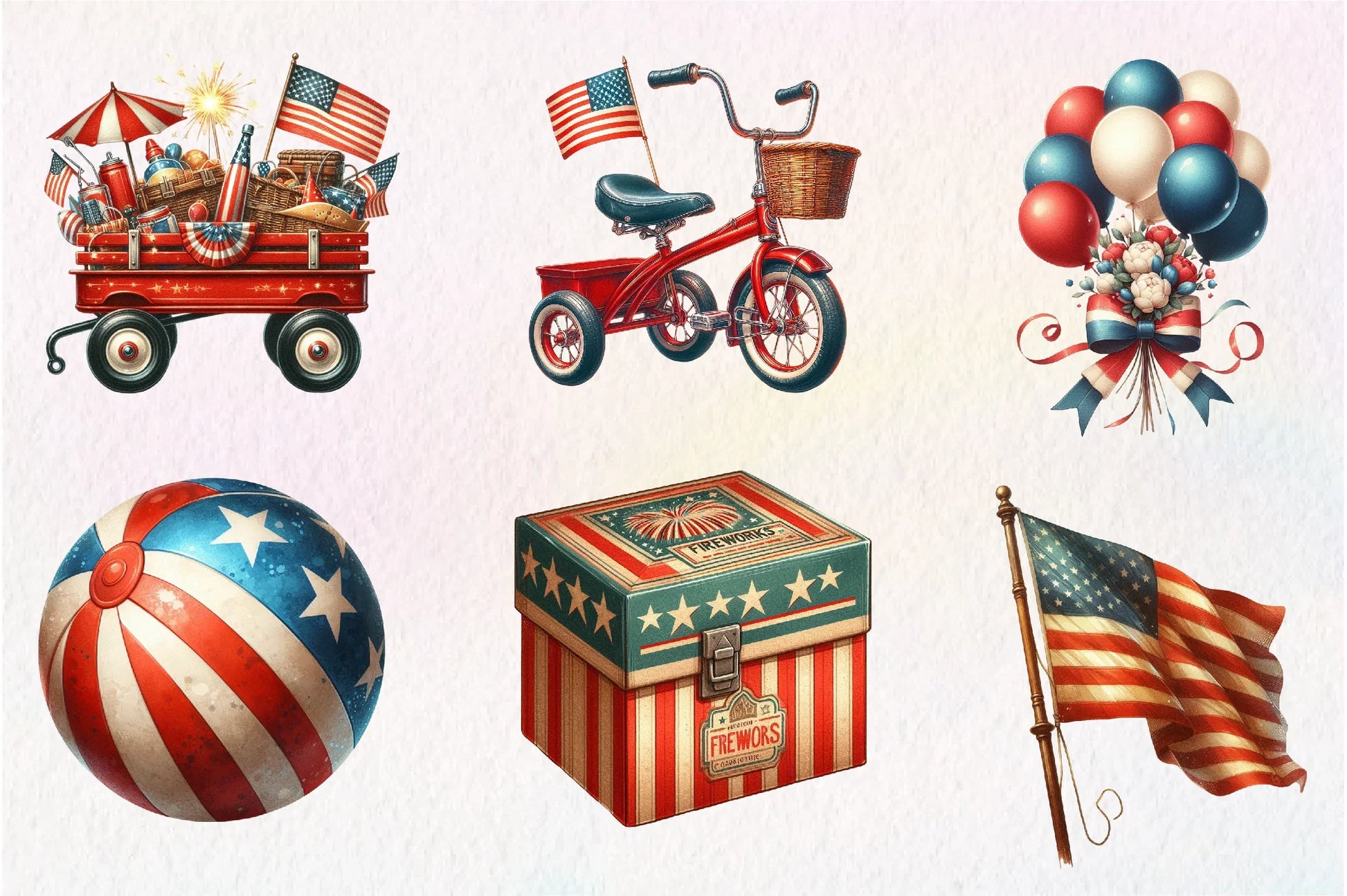 Retro 4th Of July Clipart Bundle 1 - CraftNest - Digital Crafting and Art