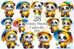 Funny Little Pandas Umbrella Clipart Bundle 2 - CraftNest - Digital Crafting and Art