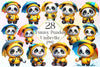 Funny Little Pandas Umbrella Clipart Bundle 2