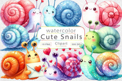 Cute Snails Clipart Bundle - CraftNest - Digital Crafting and Art