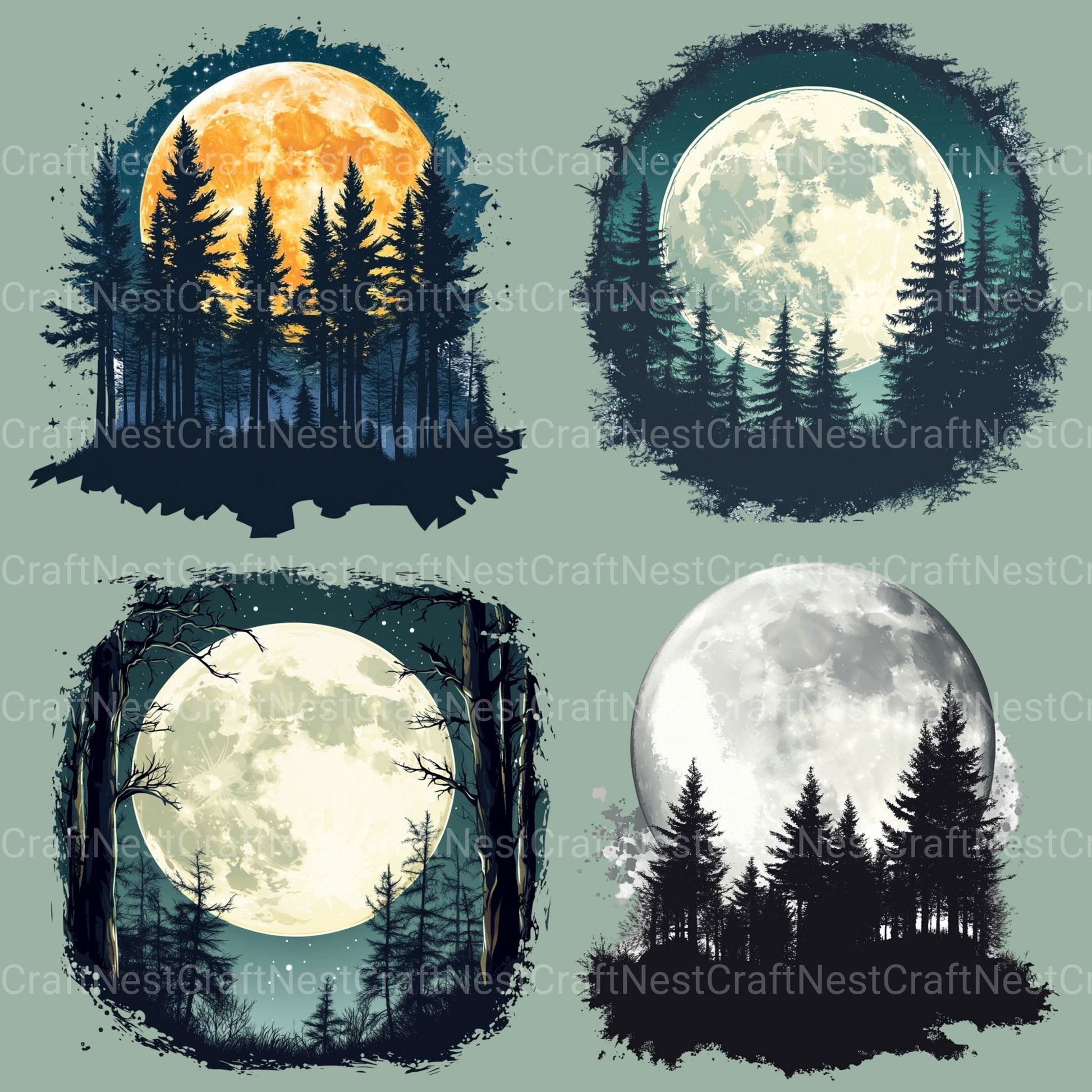 Forest Moon Clipart Bundle - CraftNest - Digital Crafting and Art