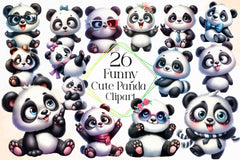 Funny Cute Panda Clipart Bundle - CraftNest - Digital Crafting and Art