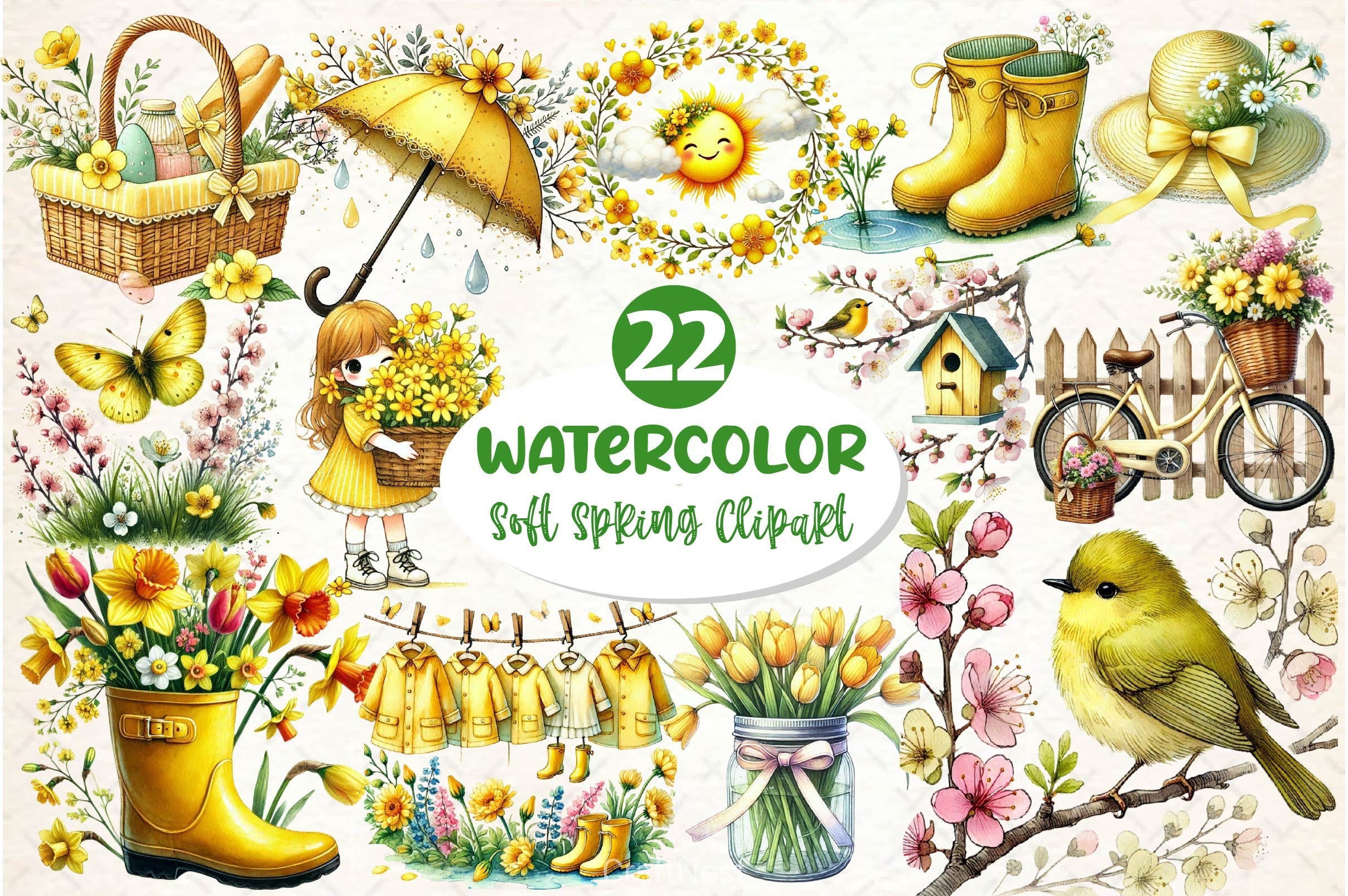 Soft Spring Clipart Bundle 3 - CraftNest - Digital Crafting and Art